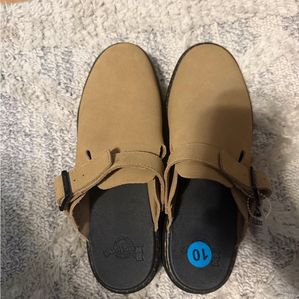 Dr. Martens Tan Suede Platform Mules